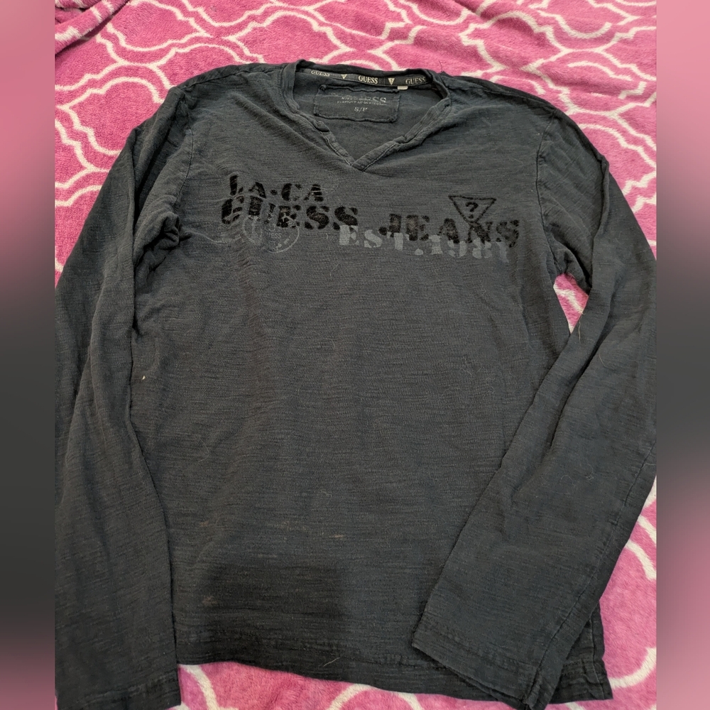 Y2K Men's Guess Black Logo Crewneck Tee